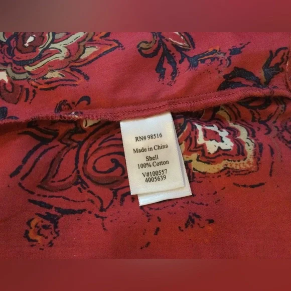 ❣️HP!❣️Coldwater Creek | Red Floral 100% Cotton Button Down Shirt - Picture 9 of 9